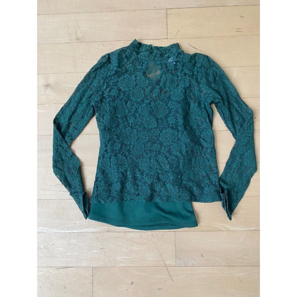 Love fire Nordstrom women green lace long sleeve top sz small long tank under